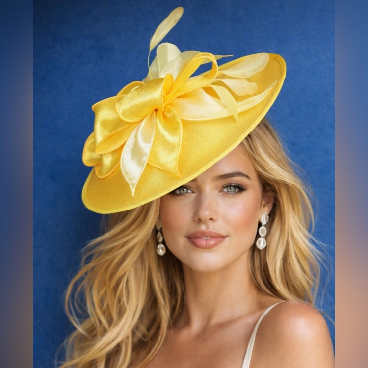 Elegant Yellow Fascinator Hat Kentucky Derby Churchill Downs Tea Church Formal